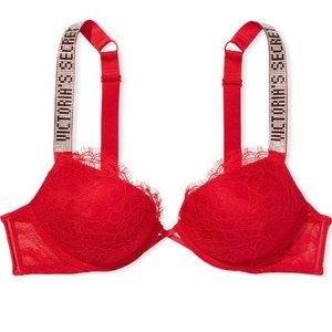 Victorias Secret Very Sexy Lace Shine Strap Push Up Bra (34B)